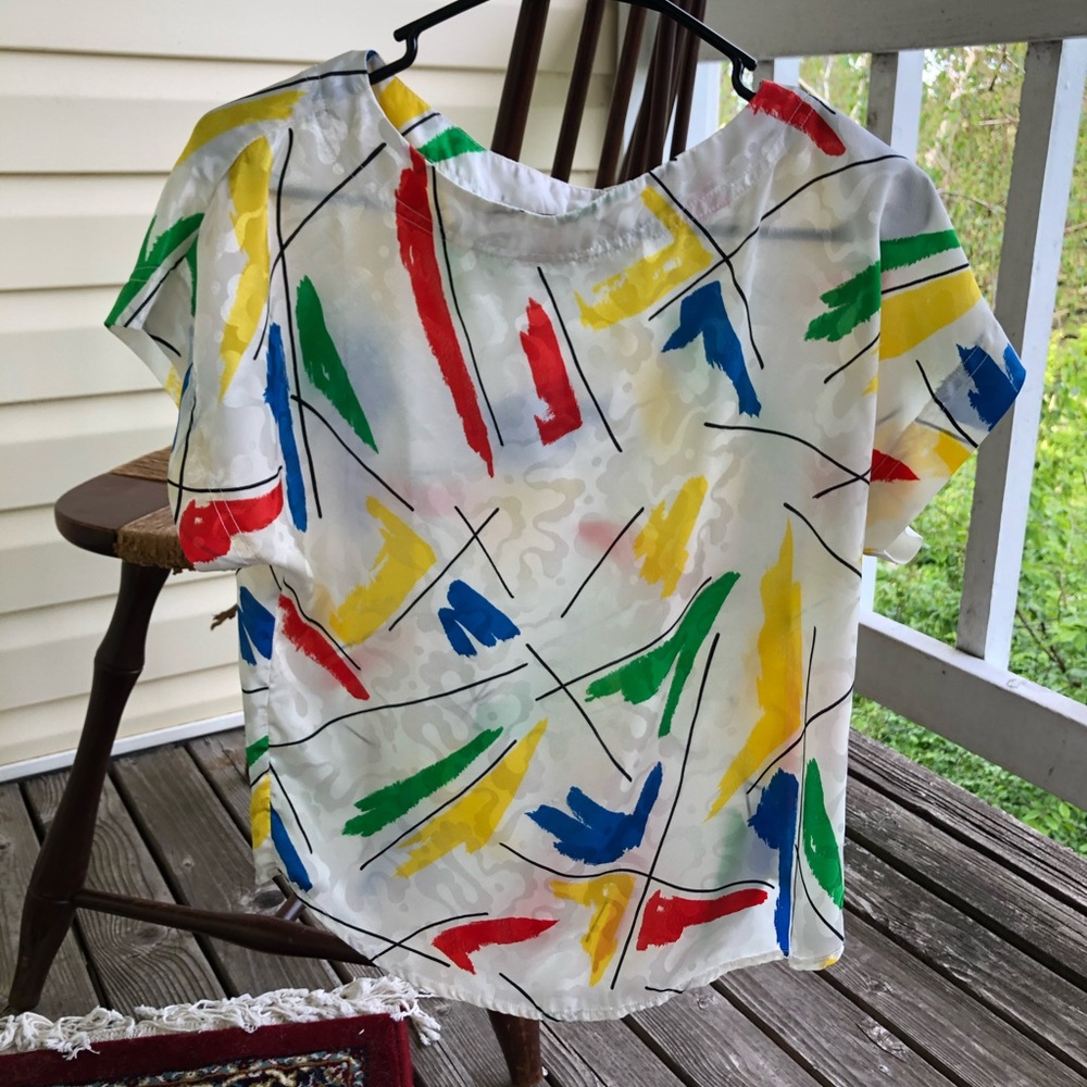 Vintage 80s paint splatter blouse